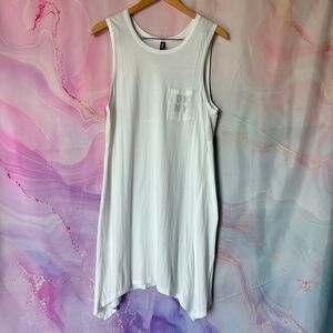 DKNY L White Athleisure Casual Tennis Dress Sporty Preppy Athletic Gym Yoga